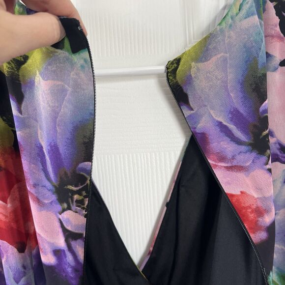 Tahari Floral Faux Wrap Dress Women’s Size 6 Sleeveless V-Neck Midi - Picture 10 of 15